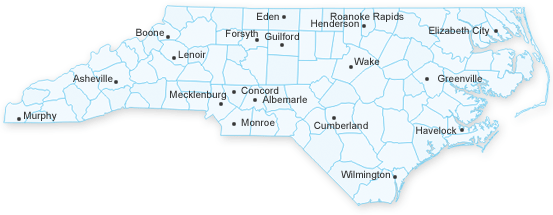 map of North Carolina