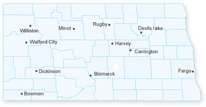 map of North Dakota