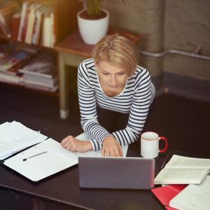 young woman working on freelance project